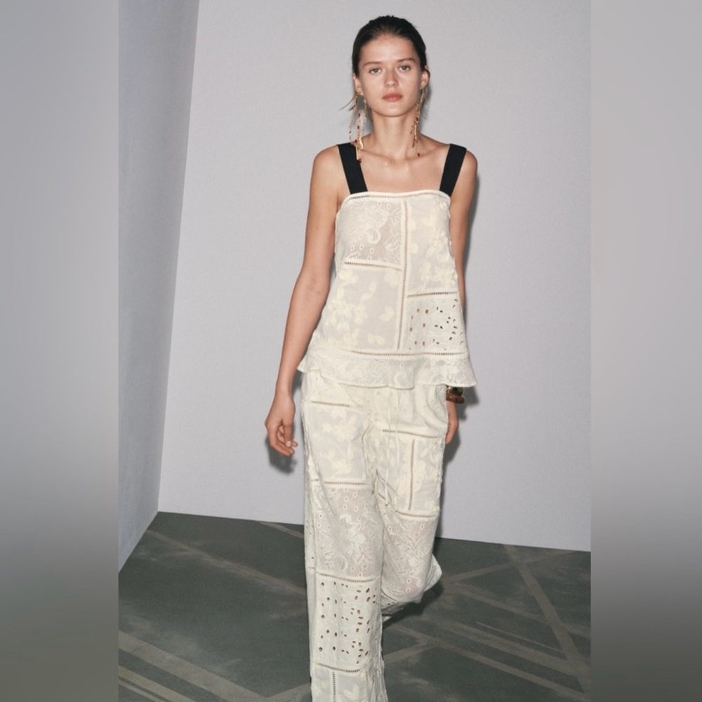 NWT Zara ZW Collection Patchwork Embroidered Pants XS